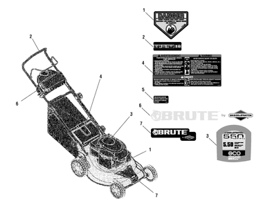 Decal Group Diagram and Parts List for 881403-BT19550FC 2011 Briggs and Stratton Lawn Mower
